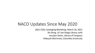 Updates in NACO Cataloging Workshops and Advisory Group since May 2020