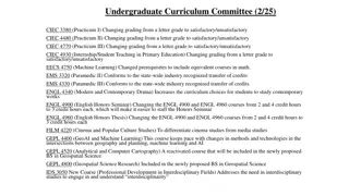 Undergraduate Curriculum Committee Updates in Various Courses