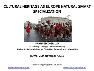 Cultural Heritage in Europe: Smart Specialization and Innovation