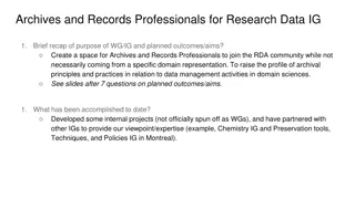 Archives and Records Professionals for Research Data: Building Bridges in RDA Community