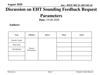 Enhancements in IEEE 802.11be Sounding Feedback Parameters