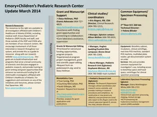Pediatric Research Center Update: Grant Opportunities, Equipment, and Services