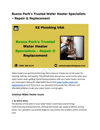 Buena Park’s Trusted Water Heater Specialists – Repair & Replacement