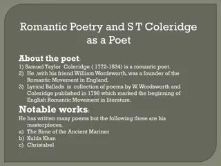 S.T. Coleridge: Romantic Poet & Supernaturalism in Poetry