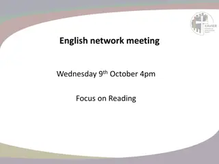 Network Meeting Focus on Reading Session Aims and Seating Layout