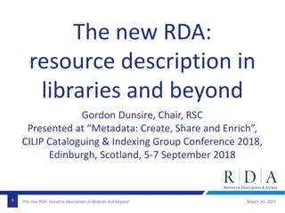 New RDA Resource Description Libraries Beyond