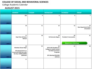 Social and Behavioral Sciences College Academic Calendar Overview