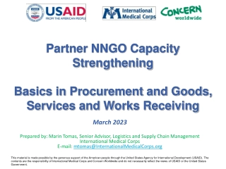 Partner NNGO Capacity Strengthening. Basics in Procurement and Goods,   Services and Works Receiving