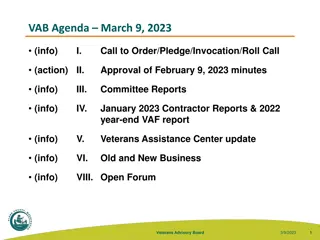 Veterans Advisory Board Meeting Agenda - March 9, 2023 Updates and Reports