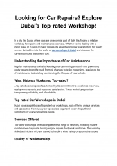 Looking for Car Repairs_ Explore Dubai's Top-rated Workshop!