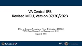 VA Central IRB Revised MOU and SOP Updates