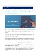 Is Cracking Australia Permanent Resident Visa a Tough Nut for International Students