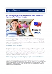 Are You Planning to Study or Visit United States of America Here Are a Few Points to Consider