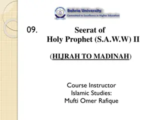 Life of Holy Prophet at Madinah: Hijrah and Brotherhood