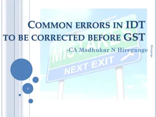 Common Errors in Indirect Taxation Corrected Before GST Implementation