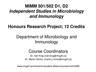 Independent Studies in Microbiology and Immunology Honours Research Project