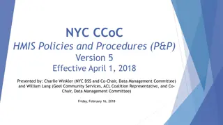 NYC CoC HMIS Policies and Procedures Version 5 Updates