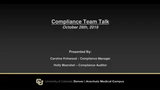 October 28th 2019 Compliance Team Talk Overview and Guidelines