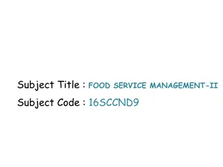Food Service Management - Unit II: Purchasing, Receiving & Storing
