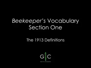 1913 Beekeeper's Vocabulary Definitions and Examples