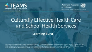 Culturally Effective Health Care and School Health Services