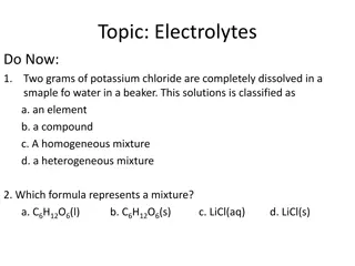 Electrolytes and Conductivity in Solutions