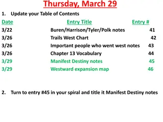 Manifest Destiny and Westward Expansion Notes Update on March 29