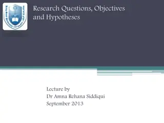 Research Questions, Objectives, and Hypotheses in Public Health Research