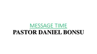 The Urgency of Fulfilling the Great Commission - Pastor Daniel Bonsu Message