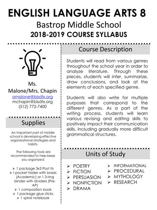 Middle School Language Arts and U.S. History Syllabus