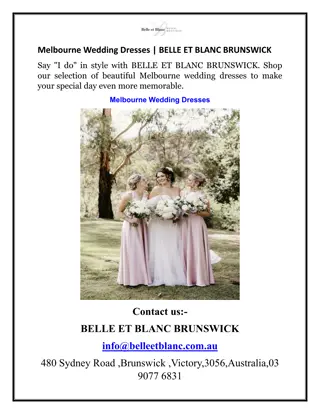 Melbourne Wedding Dresses BELLE ET BLANC BRUNSWICK