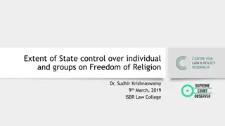 State Control and Freedom of Religion: Legal Perspectives in India