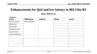 Enhancements for QoS and Low Latency in IEEE 802.11be Standard