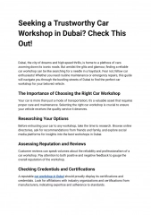 Seeking a Trustworthy Car Workshop in Dubai_ Check This Out!