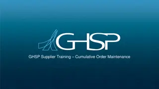 GHSP Supplier Training for Cumulative Order Maintenance