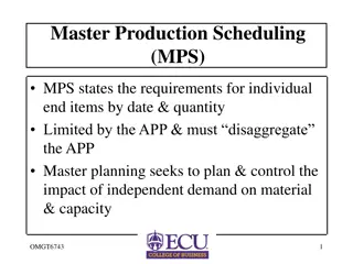 Master Production Scheduling (MPS) and Capacity Planning