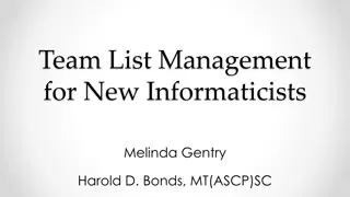 Informatics Team List Management Functions