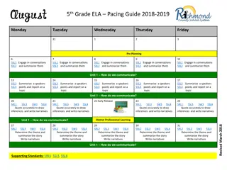ELA Pacing Guide 2018-2019: Communicating Through Stories and Conversations