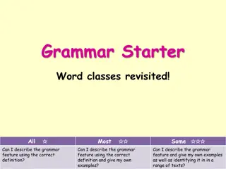 Exploring Word Classes in Grammar