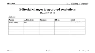 IEEE 802.11-19/0912r0 Editorial Changes Summary for May 2019 Doc