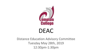 DEAC Distance Education Advisory Committee Meeting Updates