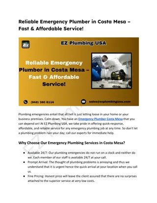 Reliable Emergency Plumber in Costa Mesa – Fast & Affordable Service!