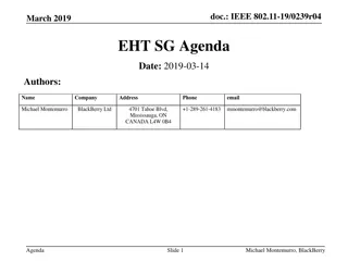 IEEE 802.11-19/0239r04 March 2019 EHT SG Agenda Highlights