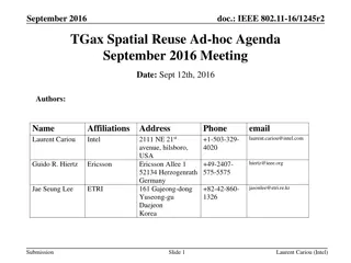 IEEE 802.11-16/1245r2 TGax Spatial Reuse Ad-hoc Agenda September 2016 Meeting