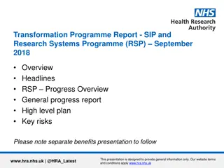 Progress Report on Transformation Programme & Research Systems