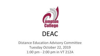 DEAC Distance Education Advisory Committee Meeting Updates