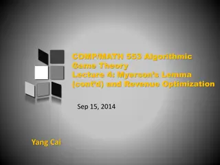 Algorithmic Game Theory: Myerson's Lemma and Revenue Optimization Lecture