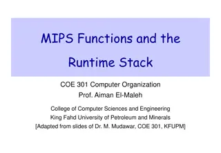 MIPS Functions and Runtime Stack in COE 301 Course