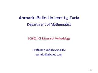 Research Methodology and Scientific Computing Course at Ahmadu Bello University, Zaria