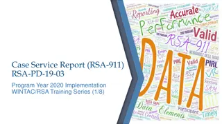 Implementing RSA-911 Reporting: Training Series Objectives and Paperwork Reduction Act Overview